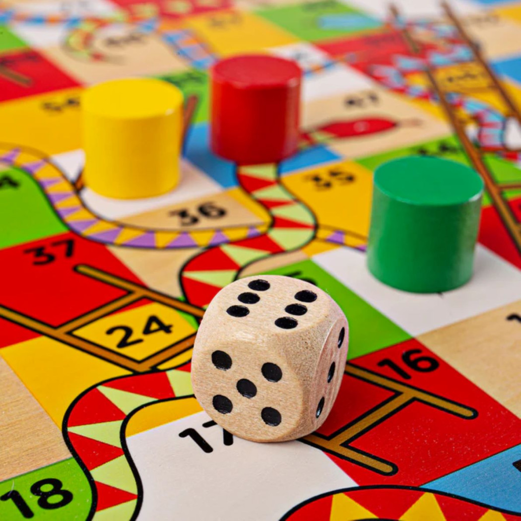 Węże i Drabiny - Tradycyjna Drewniana Gra Planszowa - BigJigs Toys