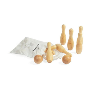 Kręgle Drewniane - Zestaw do Gry w Kręgle - 10 Pinów i 2 Kule - BigJigs Toys