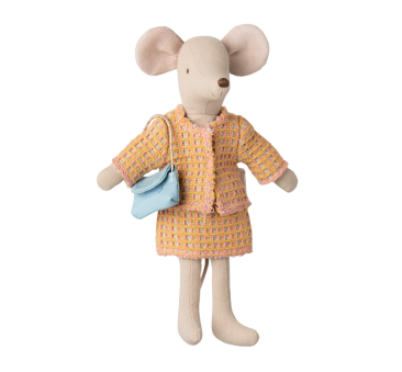 Żólty Garnitur i Torebka - Ubranko dla Myszki Mamy - Mum Mouse - Maileg