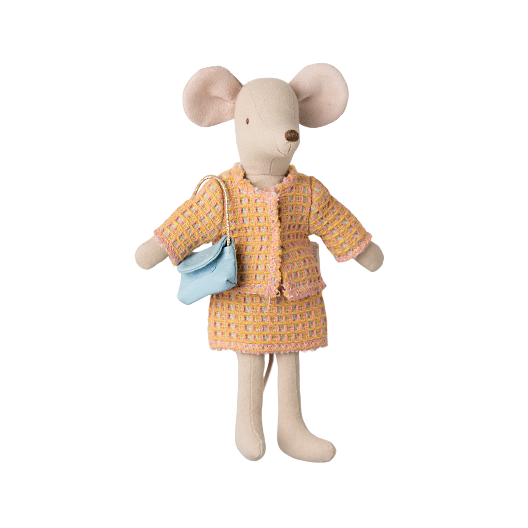 Żólty Garnitur i Torebka - Ubranko dla Myszki Mamy - Mum Mouse - Maileg