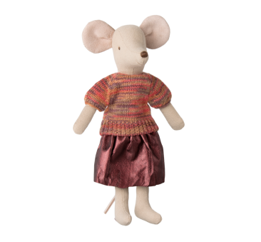Kolorowy Sweterek i Spódnica - Ubranko Dla Myszki Mamy - Mum Mouse - Maileg