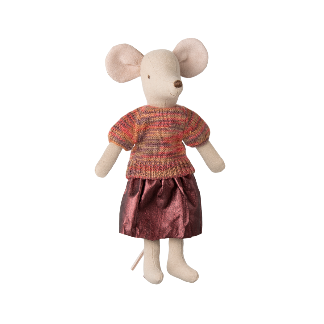 Kolorowy Sweterek i Spódnica - Ubranko Dla Myszki Mamy - Mum Mouse - Maileg