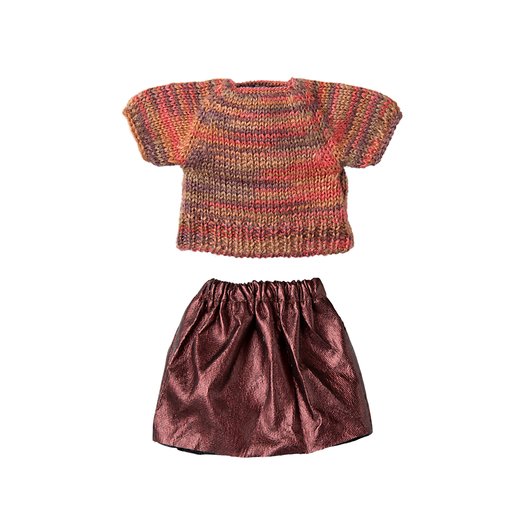 Kolorowy Sweterek i Spódnica - Ubranko Dla Myszki Mamy - Mum Mouse - Maileg