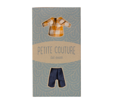 Żółta Koszula w Kratę i Spodnie - Ubranko Dla Myszki Taty - Maileg