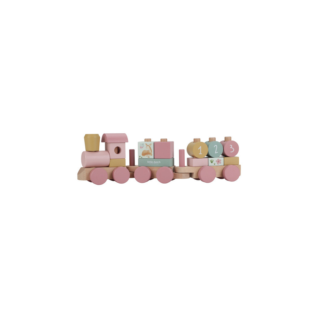Róż - Drewniany Pociąg z Wagonami Fairy Garden - Little Dutch