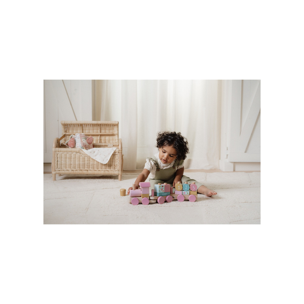 Róż - Drewniany Pociąg z Wagonami Fairy Garden - Little Dutch