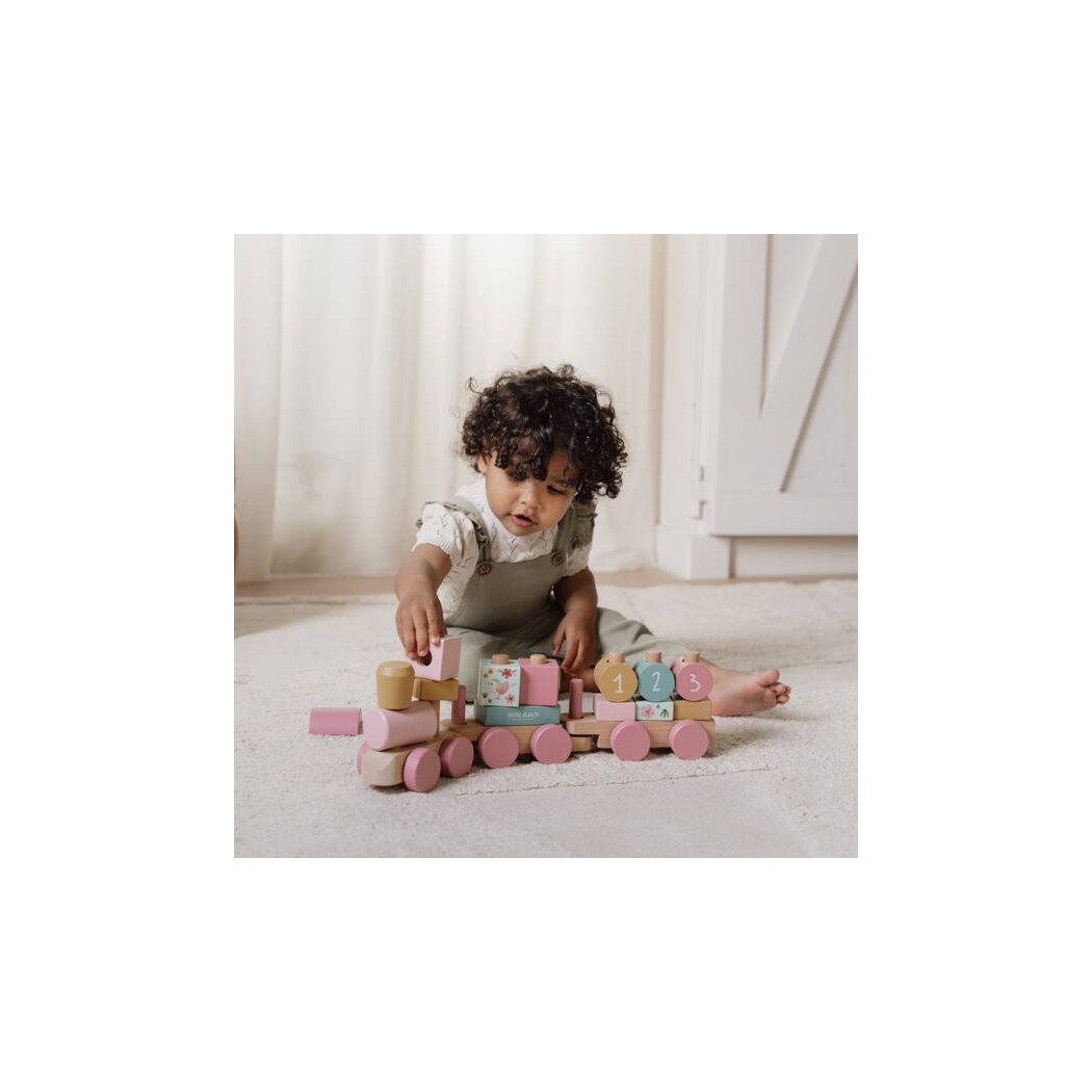 Róż - Drewniany Pociąg z Wagonami Fairy Garden - Little Dutch