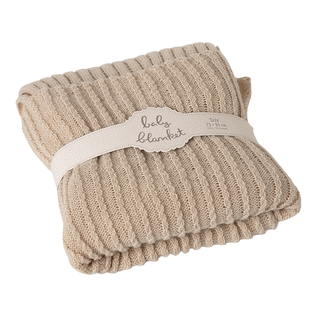 WYPRZEDAŻ Beżowy Dzianinowy Kocyk dla Dziecka 75 x 95 cm - Maileg