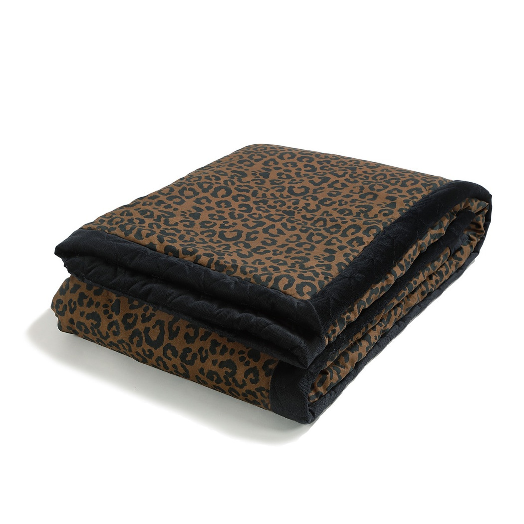 Narzuta Ciepły Koc Velvet XL - 140x200 cm - LEOPARD CHOCO by Magdalena Lamparska - La Millou