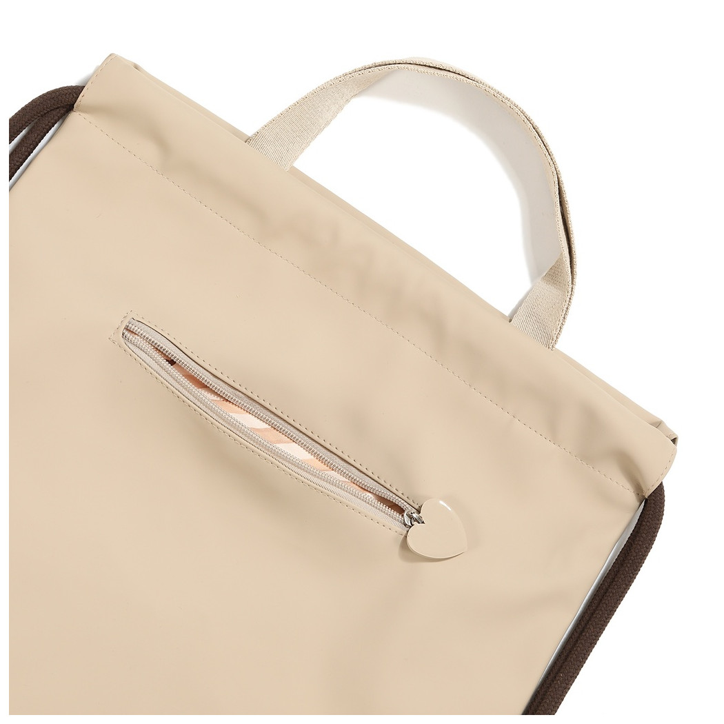 WYPRZEDAŻ BEIGE - Satynowy Gumowy Beżowy Plecak/Worek - do Wózka i na Plażę - La Millou