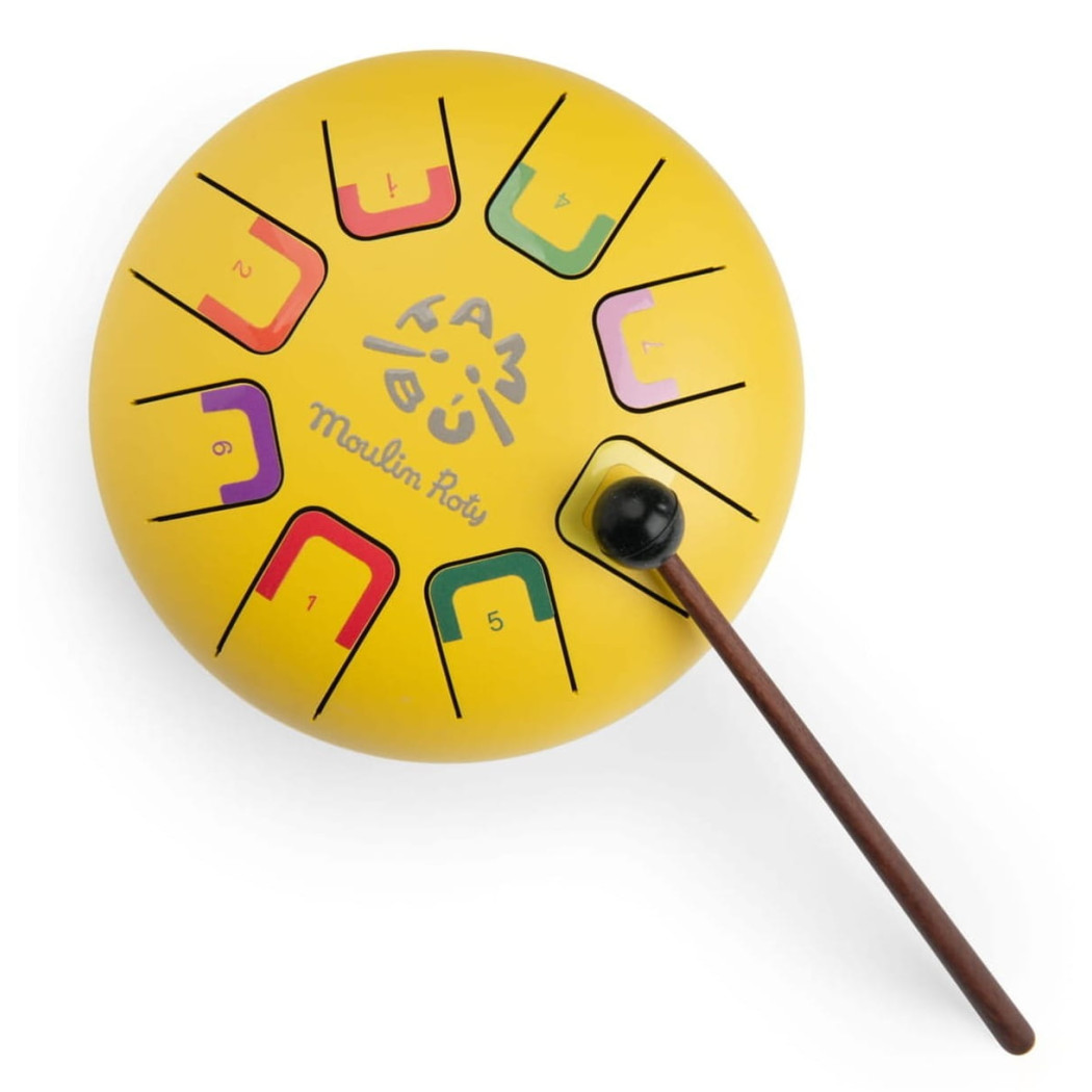 Żółty Bębenek Językowy - Stalowy 18,5 cm - LES POPIPOP - Moulin Roty
