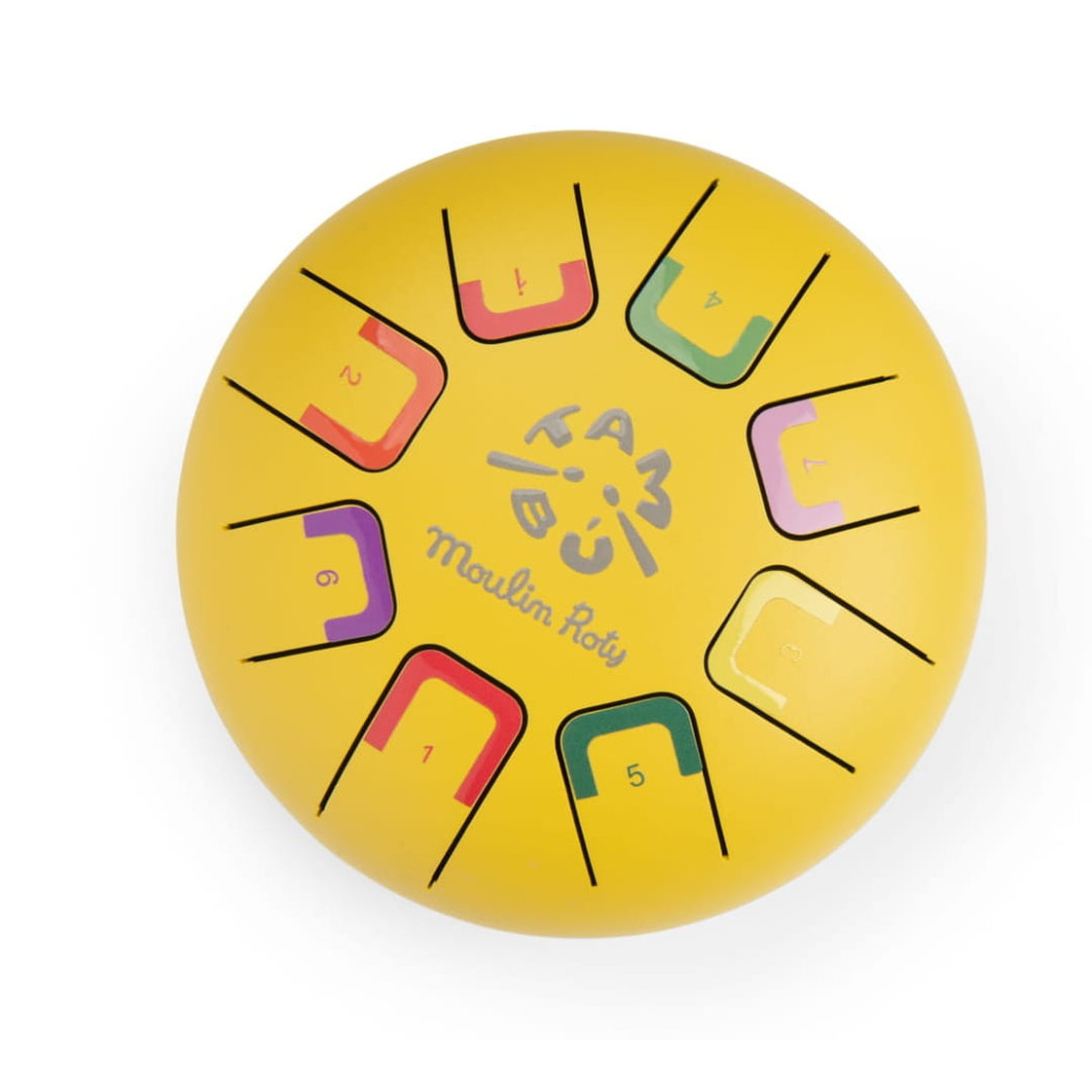 Żółty Bębenek Językowy - Stalowy 18,5 cm - LES POPIPOP - Moulin Roty
