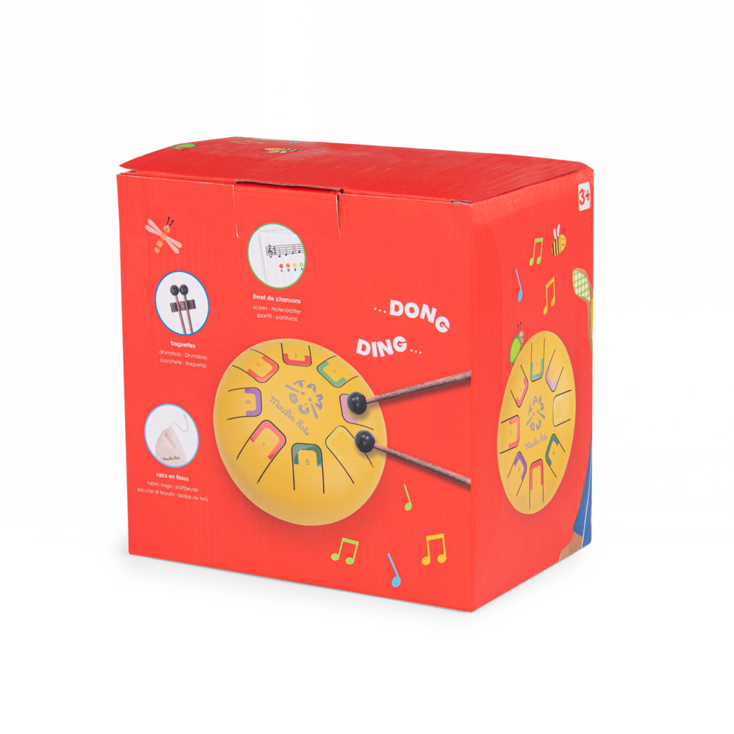 Żółty Bębenek Językowy - Stalowy 18,5 cm - LES POPIPOP - Moulin Roty