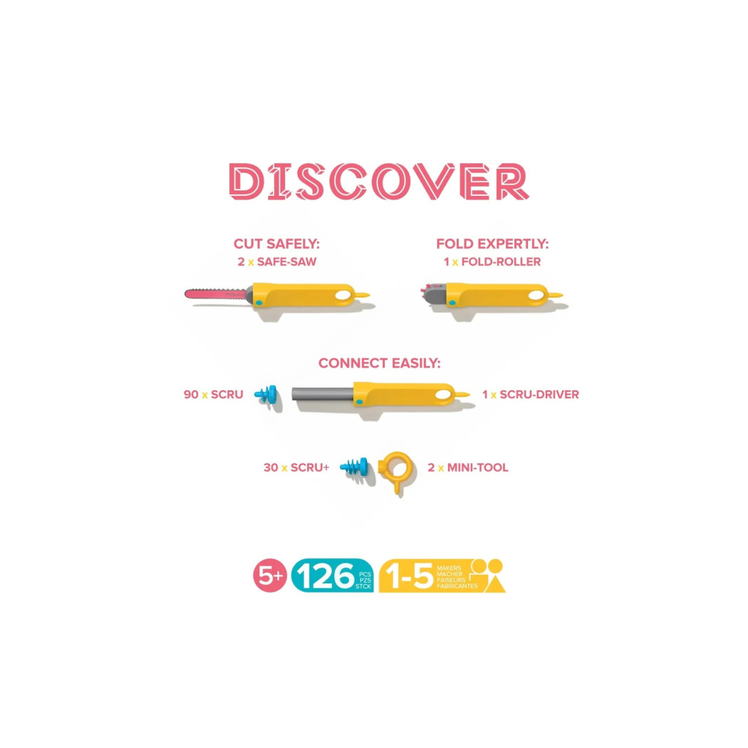 Create 260 elementów - Zestaw Narzędzi do Konstruowania - Makedo