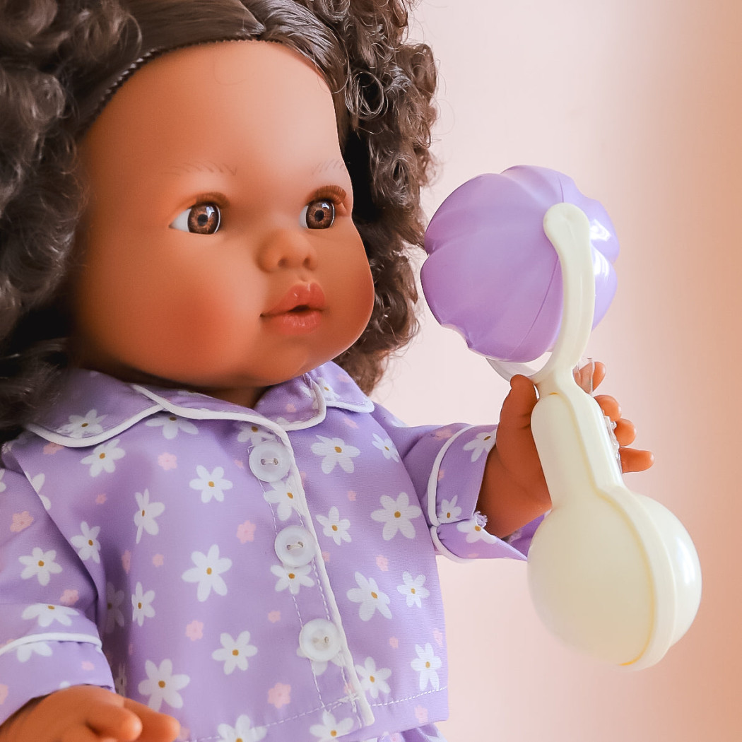 Zestaw do Spania dla Lalki - Piżamka, Grzechotka, Butelka i Kapcie - Tiny Harlow