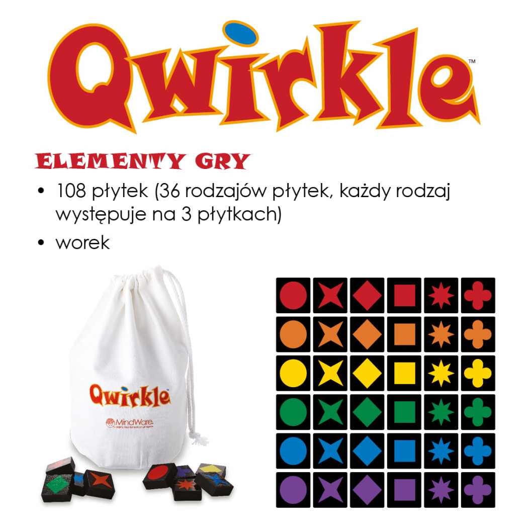 Qwirkle - Drewniana Gra Rodzinna i Towarzyska - Układanie Kolorów i Kształtów typu Domino - Nasza Księgarnia
