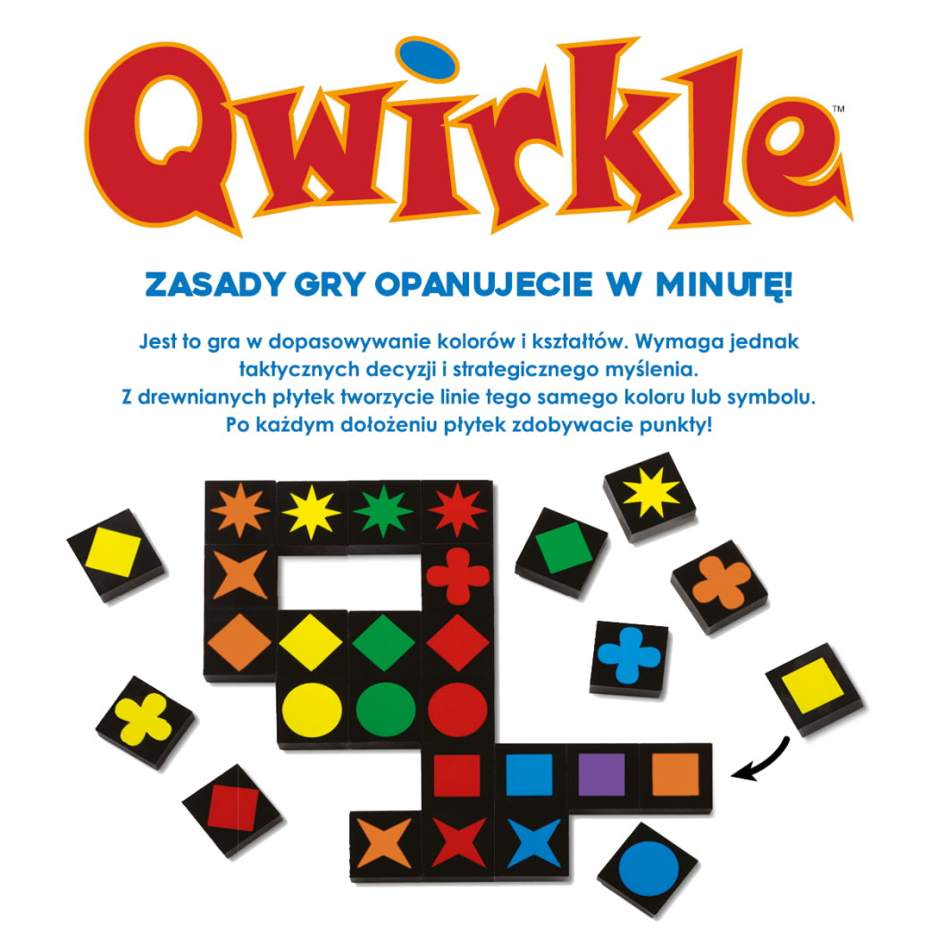 Qwirkle - Drewniana Gra Rodzinna i Towarzyska - Układanie Kolorów i Kształtów typu Domino - Nasza Księgarnia