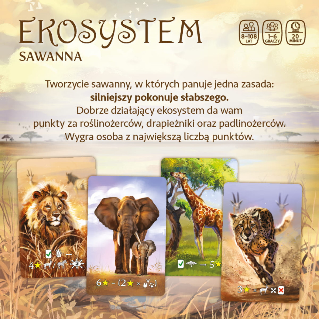 Sawanna - Ekosystem 3 - Karciana Gra Rodzinna - Nasza Księgarnia