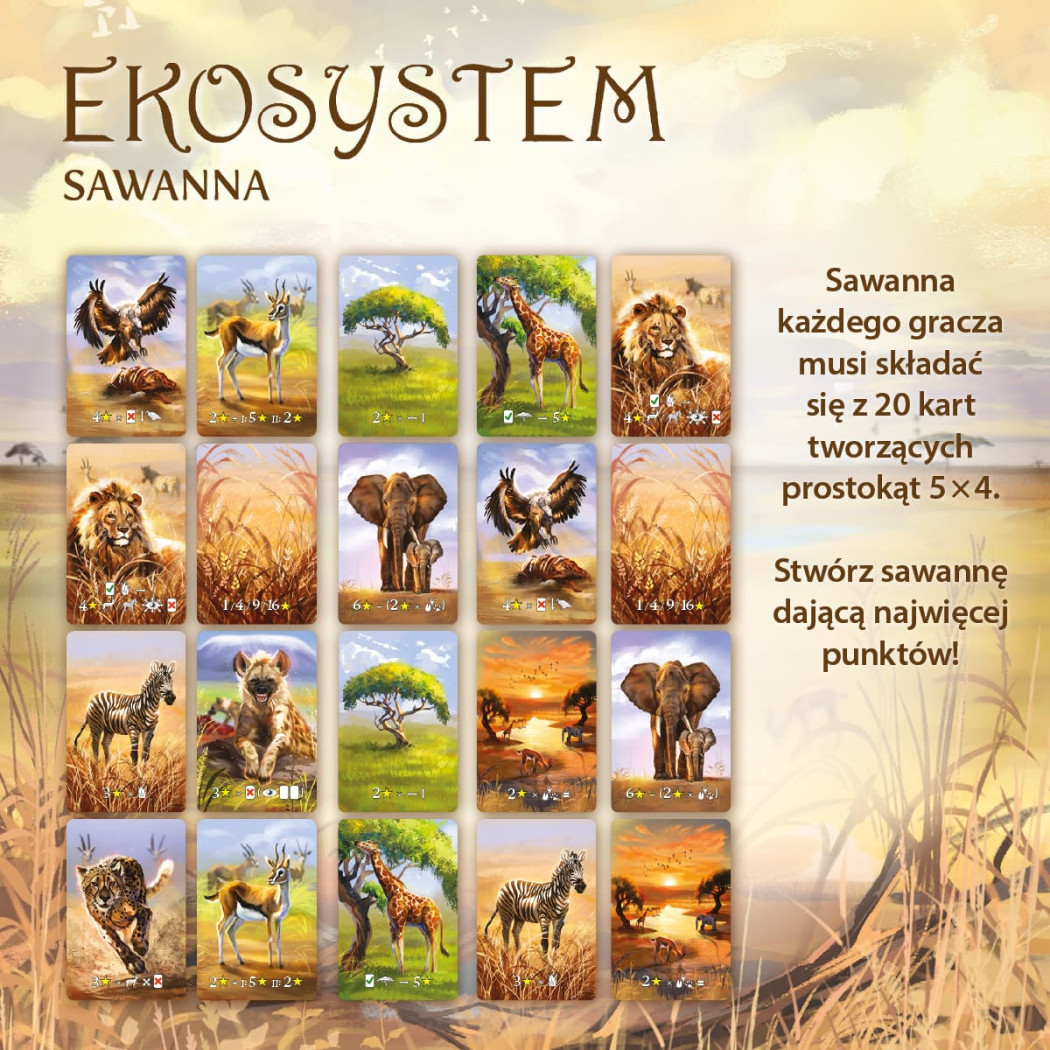 Sawanna - Ekosystem 3 - Karciana Gra Rodzinna - Nasza Księgarnia