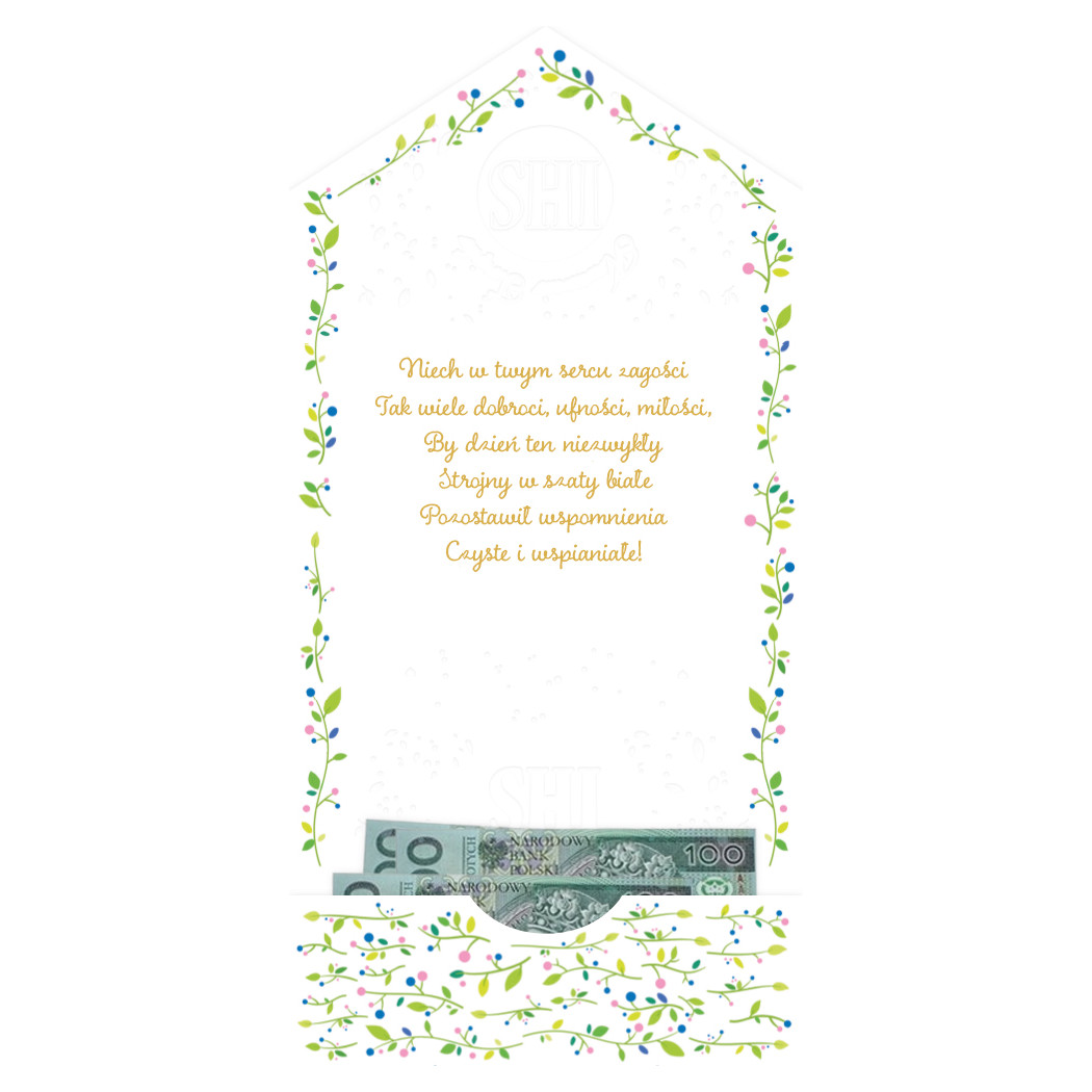 Karnet w Listki / Kartka z Kieszonką na Komunię Świętą - Koperta A5