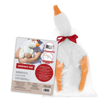 Grzejąca Pluszowa Gęś XL 90 cm - Pluszak z Grzejącym Jajem z Pestek Wiśni - Froster