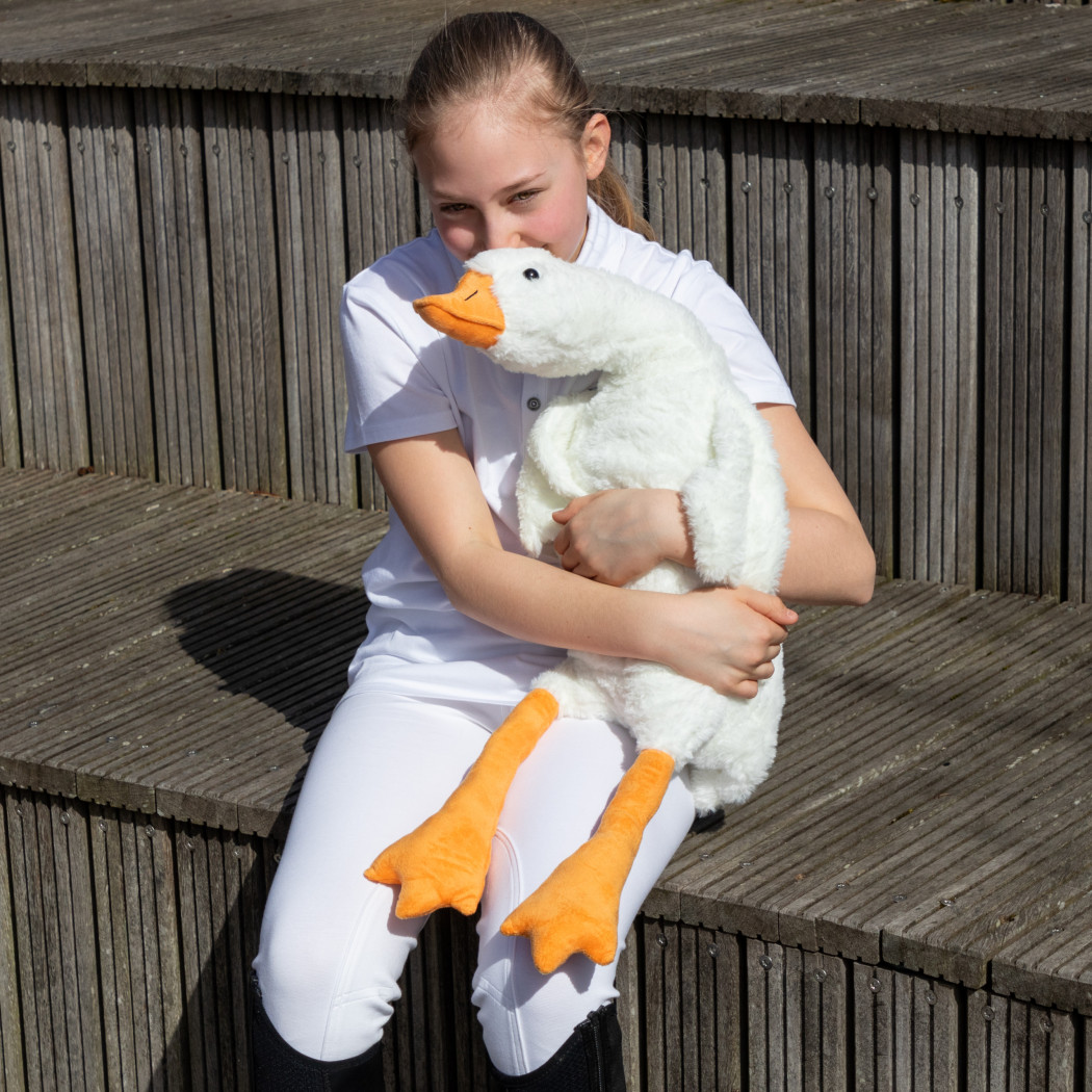 Grzejąca Pluszowa Gęś XL 90 cm - Pluszak z Grzejącym Jajem z Pestek Wiśni - Froster