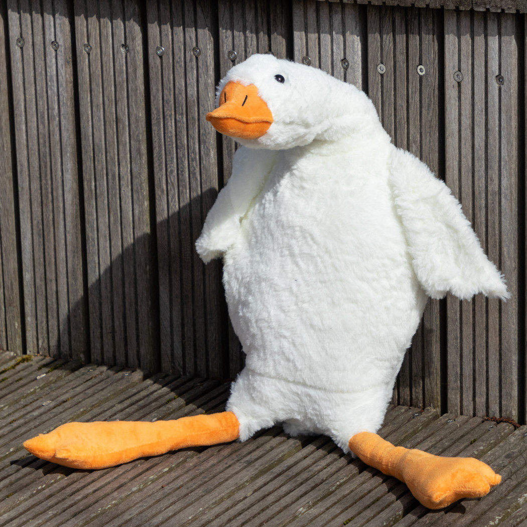 Grzejąca Pluszowa Gęś XL 90 cm - Pluszak z Grzejącym Jajem z Pestek Wiśni - Froster