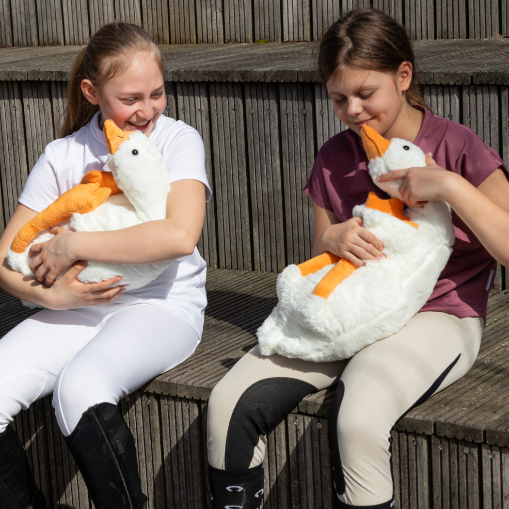 Grzejąca Pluszowa Gęś XL 90 cm - Pluszak z Grzejącym Jajem z Pestek Wiśni - Froster