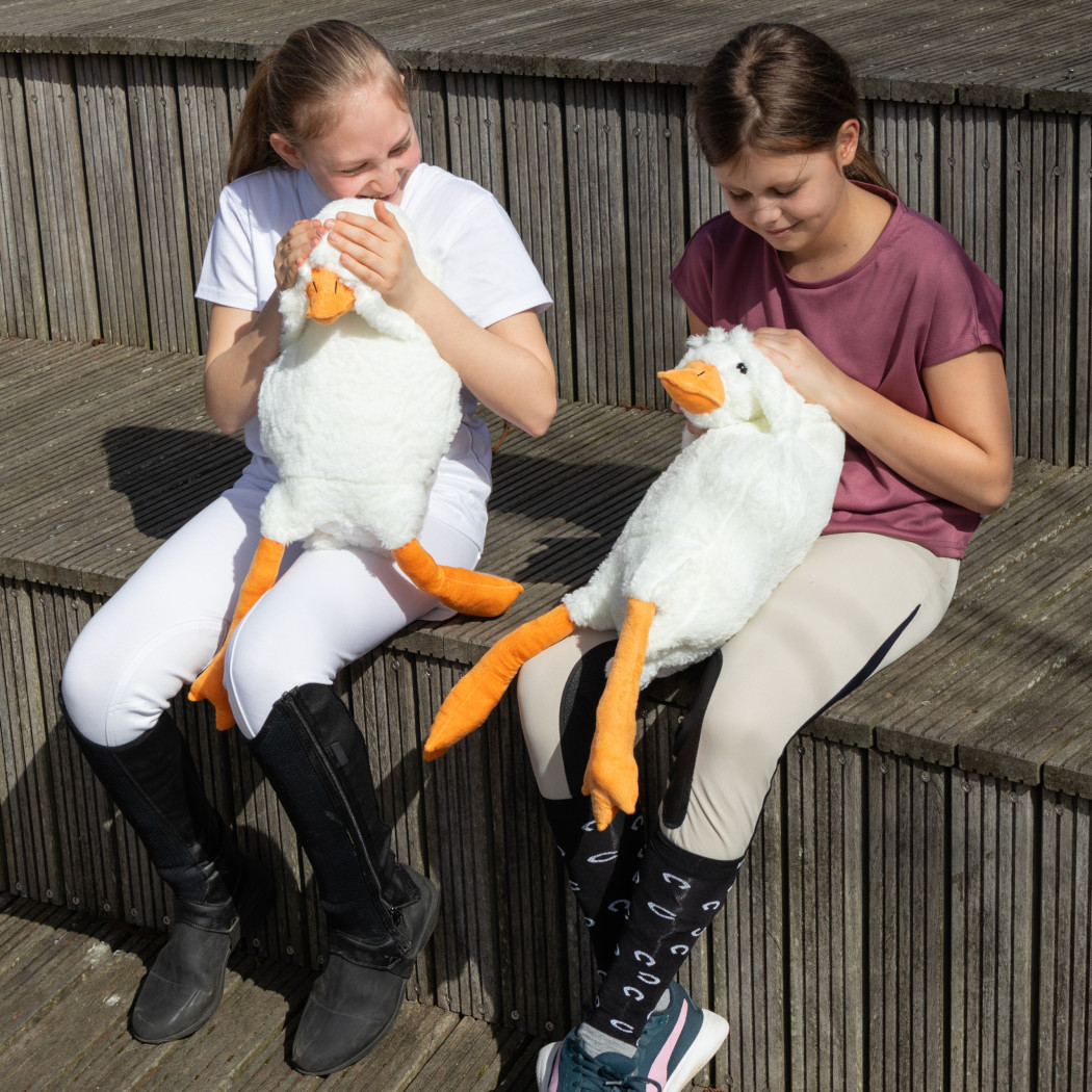 Grzejąca Pluszowa Gęś XL 90 cm - Pluszak z Grzejącym Jajem z Pestek Wiśni - Froster