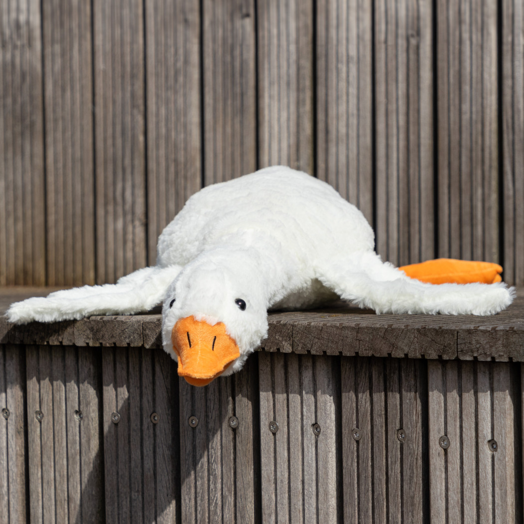 Grzejąca Pluszowa Gęś XL 90 cm - Pluszak z Grzejącym Jajem z Pestek Wiśni - Froster