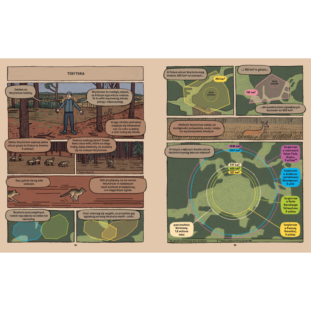Wilki. Historie Prawdziwe - Przyrodniczy Komiks - Michał Figura, Aleksandra i Daniel Mizielińscy - Wydawnictwo Dwie Siostry