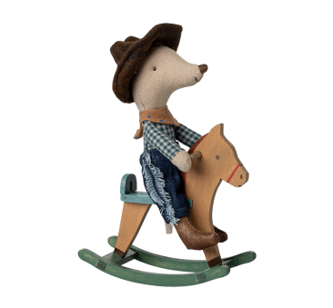 Myszka Kowboj z Konikiem na Biegunach - Młodszy Brat - Cowboy Little Brother - Maileg