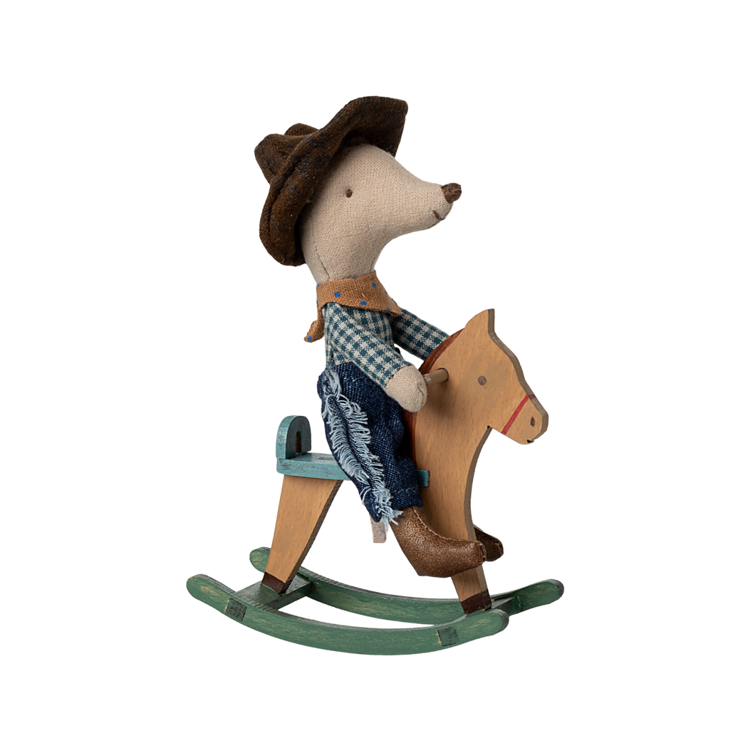 Myszka Kowboj z Konikiem na Biegunach - Młodszy Brat - Cowboy Little Brother - Maileg