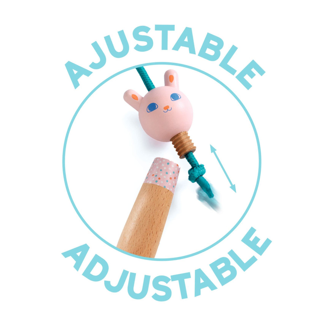 LEA - Różowa Skakanka Regulowana - Tradycyjna dla Dzieci z Drewnianymi Rączkami - Djeco