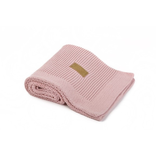 Kocyk tkany organic - kolor vintage pink różowy - 75x90cm - Poofi