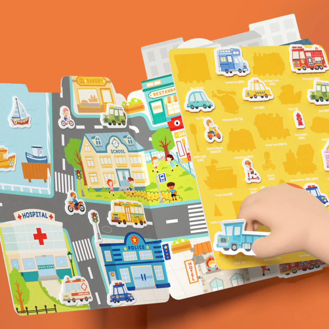 Ruch Uliczny - Zestaw Żelowych Naklejek Wielokrotnego Użytku - Mideer