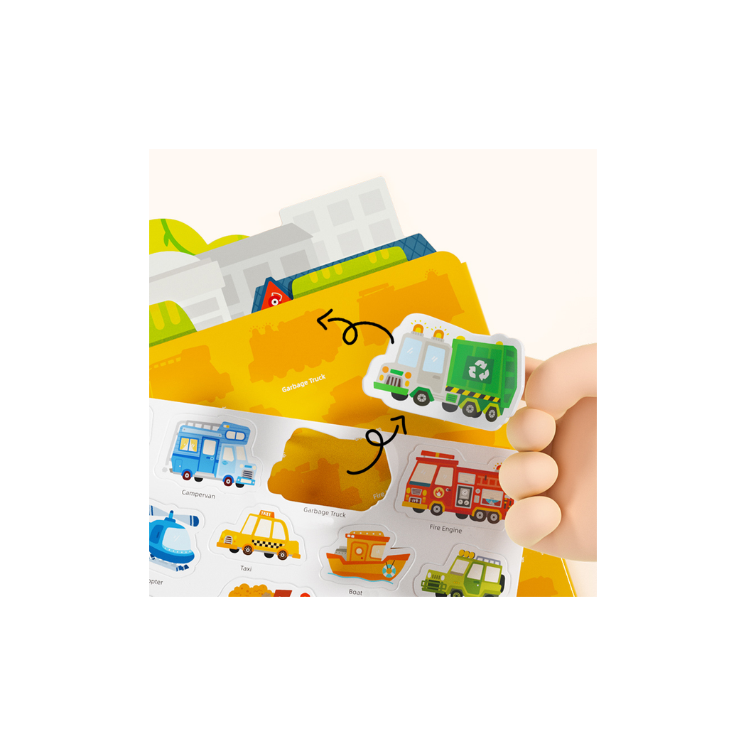 Ruch Uliczny - Zestaw Żelowych Naklejek Wielokrotnego Użytku - Mideer