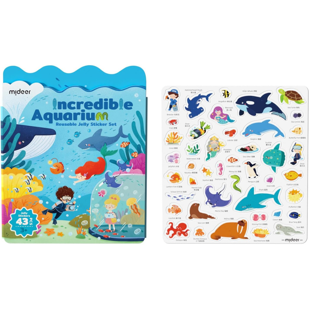Niesamowite Akwarium - Zestaw Żelowych Naklejek Wielokrotnego Użytku - Mideer