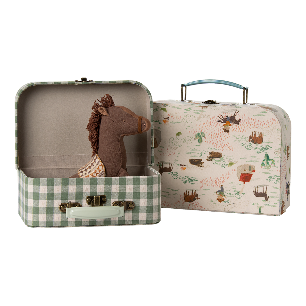 Kucyki i Zielona Kratka - Zestaw Dwóch Walizek do Przechowywania - Maileg