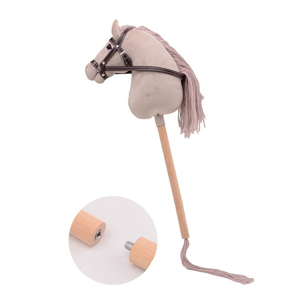 Beżowy Hobby Horse - Koń na Kiju/Patyku Deluxe 80 cm - Holly