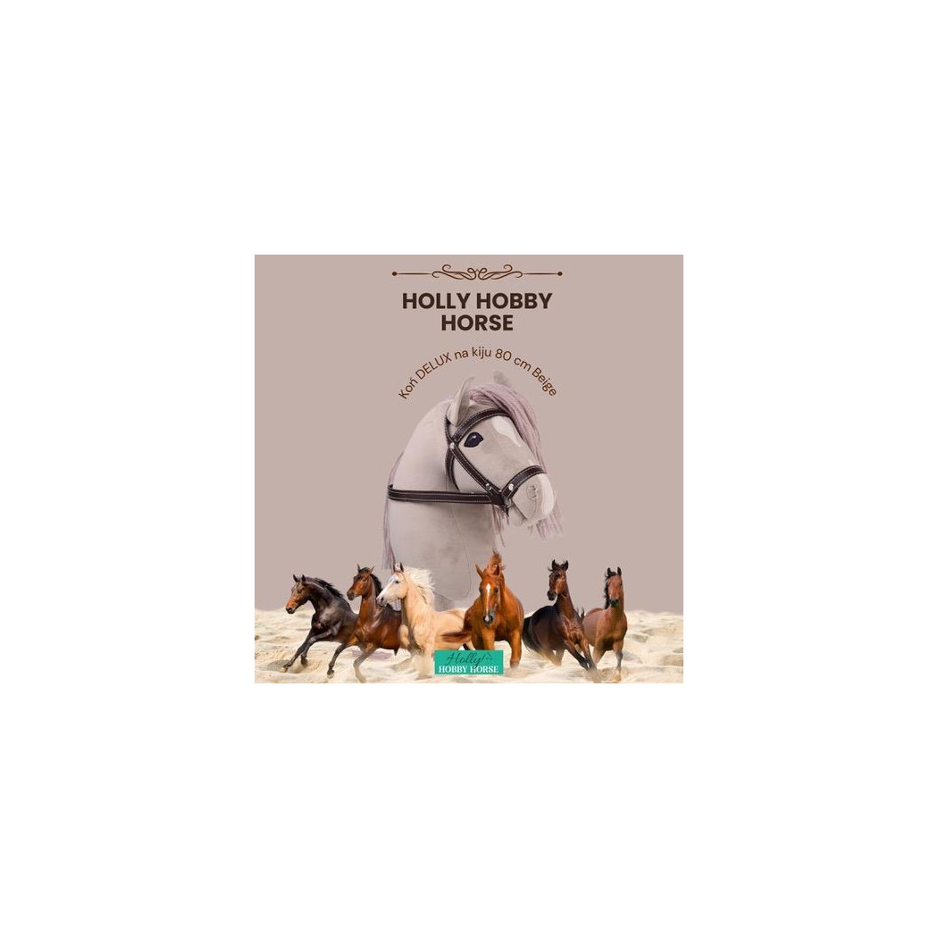 Beżowy Hobby Horse - Koń na Kiju/Patyku Deluxe 80 cm - Holly