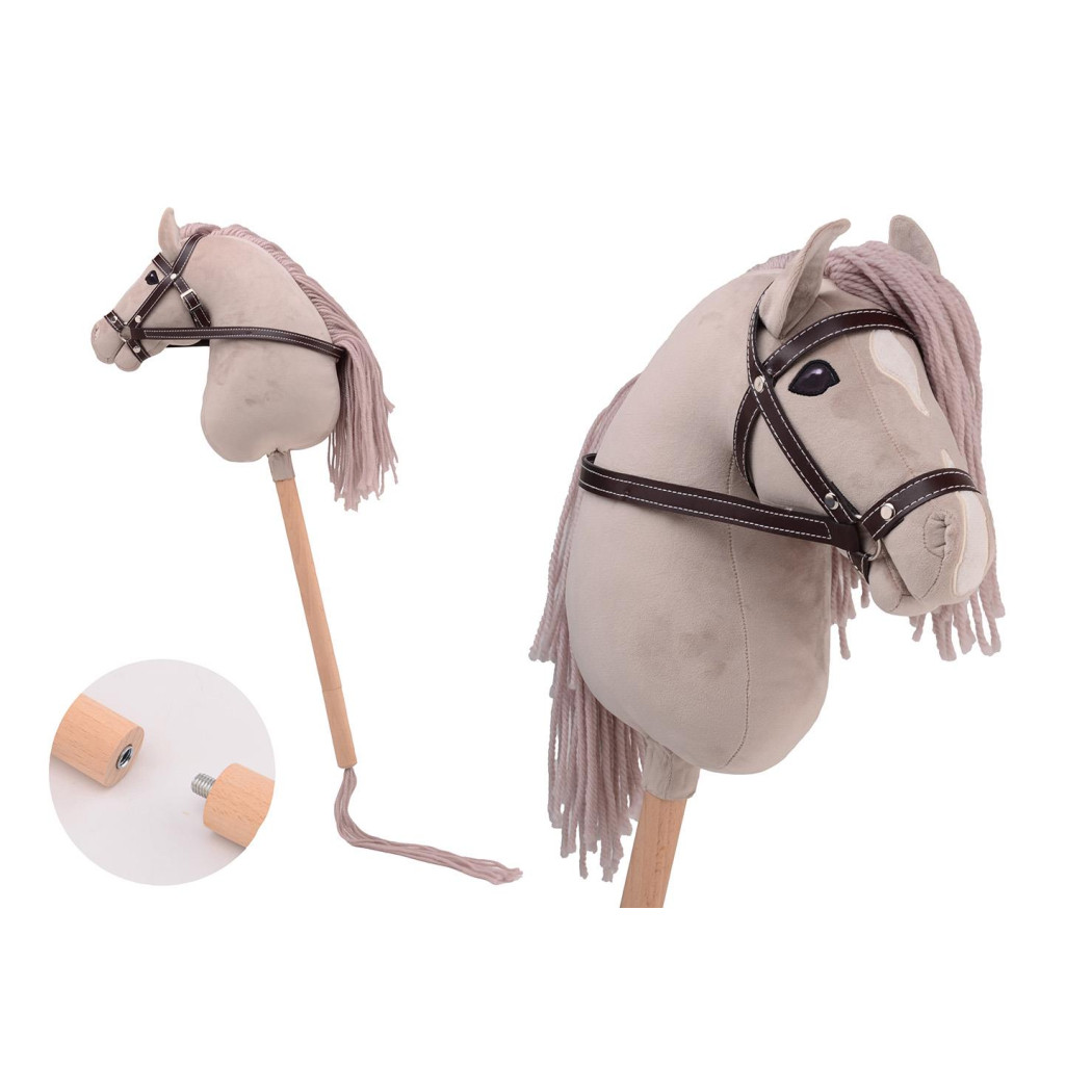 Beżowy Hobby Horse - Koń na Kiju/Patyku Deluxe 80 cm - Holly