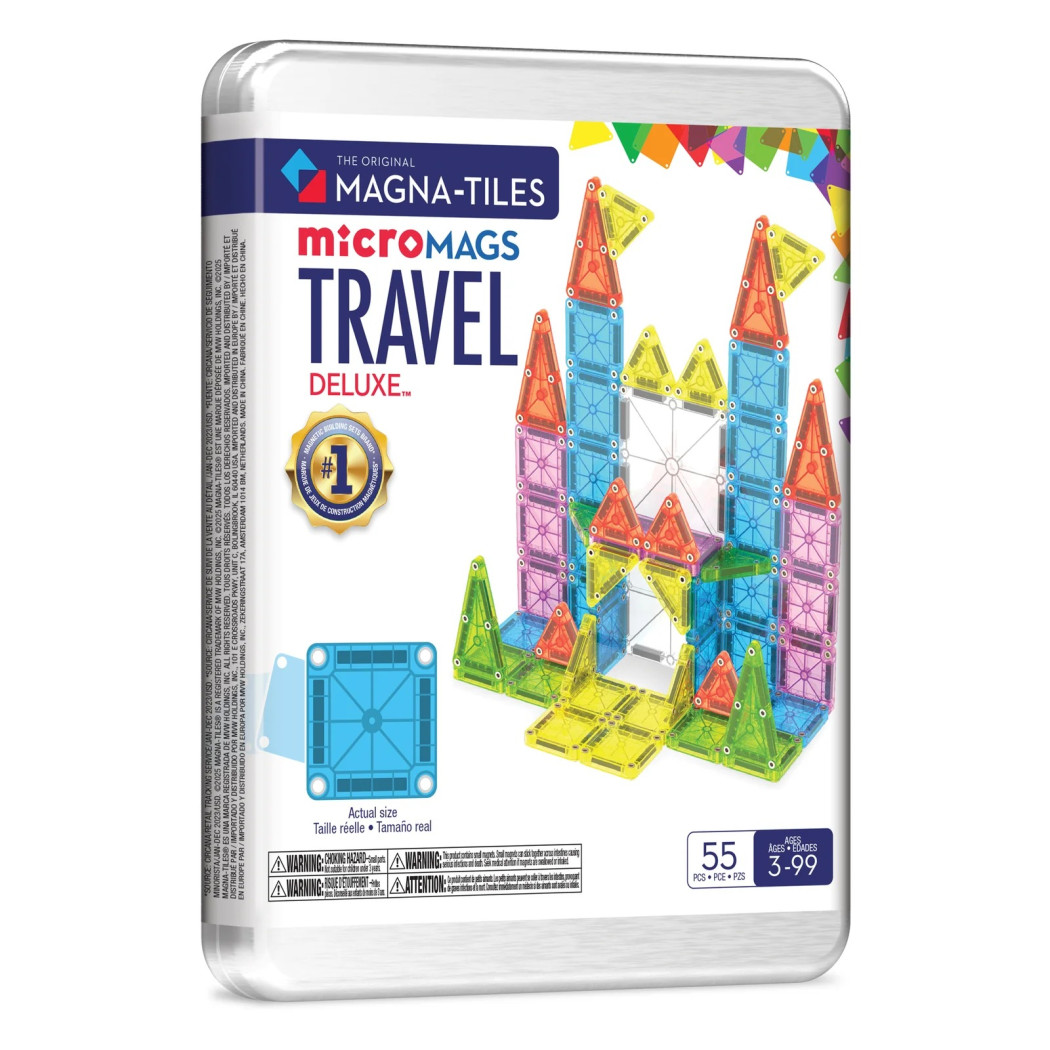 microMAGS XL 55 - Podróżne Klocki Magnetyczne 55 elementów - Magna-Tiles