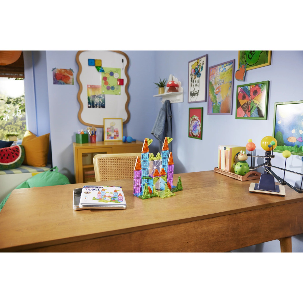 microMAGS XL 55 - Podróżne Klocki Magnetyczne 55 elementów - Magna-Tiles