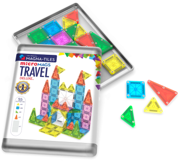 microMAGS XL 55 - Podróżne Klocki Magnetyczne 55 elementów - Magna-Tiles