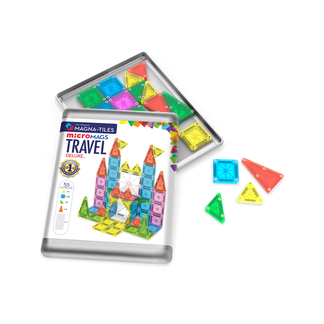 microMAGS XL 55 - Podróżne Klocki Magnetyczne 55 elementów - Magna-Tiles