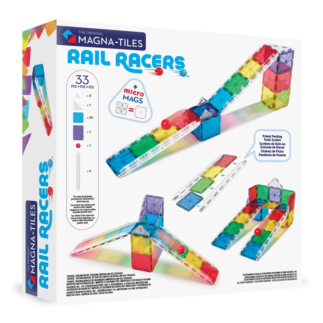 Rail Racers - Kulodrom - Magnetyczny Tor Kulkowy - Klocki Magnetyczne 33 elementy - Magna-Tiles