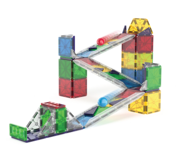 Rail Racers XL - Duży Kulodrom - Magnetyczny Tor Kulkowy - Klocki Magnetyczne 90 elementów - Magna-Tiles