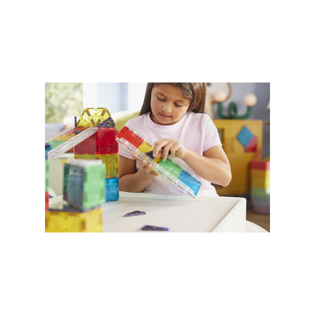 Rail Racers XL - Duży Kulodrom - Magnetyczny Tor Kulkowy - Klocki Magnetyczne 90 elementów - Magna-Tiles