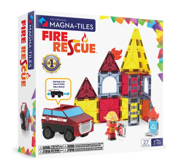 Straż Pożarna - Fire Rescue - Klocki Magnetyczne 27 elementów z Pojazdem i Figurką - Magna-Tiles